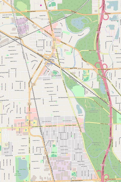 Detailed Editable Vector Map of  Des Plaines