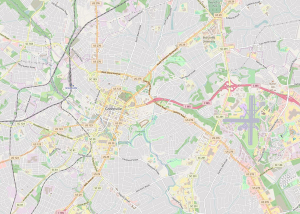 Editable City Map of Greenville