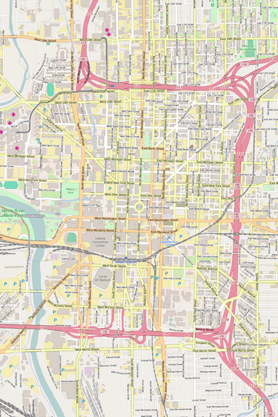 Detailed Editable Vector Map of  Indianapolis