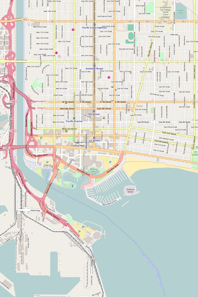 Detailed Editable Vector Map of  Long Beach