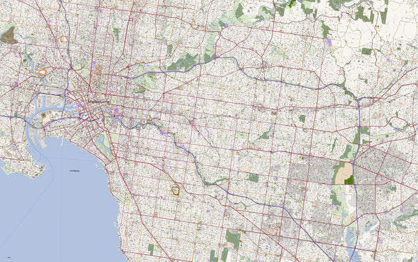 Editable City Map of East Melbourne Australia