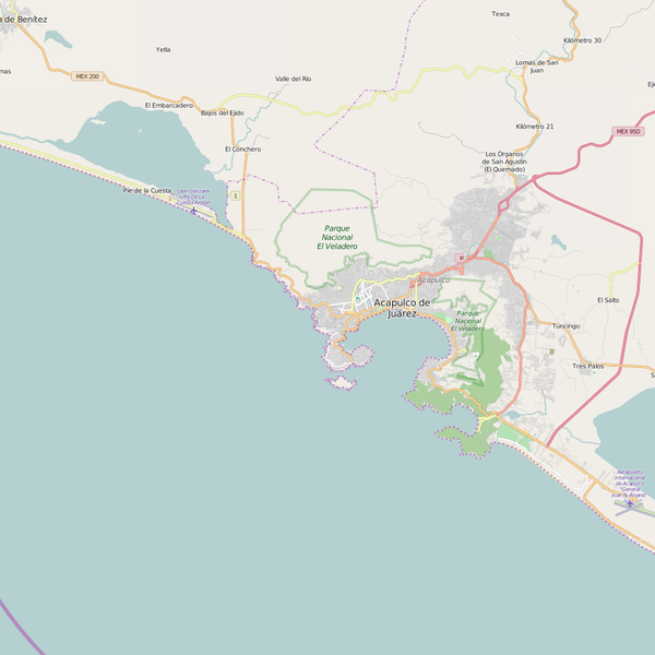 Editable City Map of Acapulco