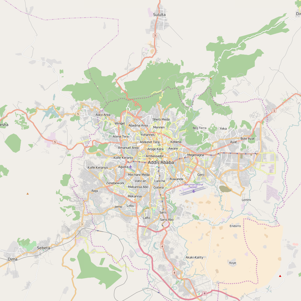 Editable City Map of Addis Abeba