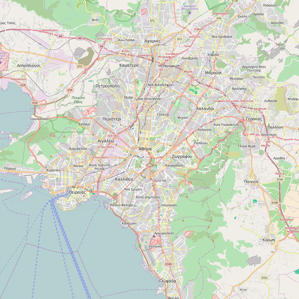 Editable City Map of Athens, Greece