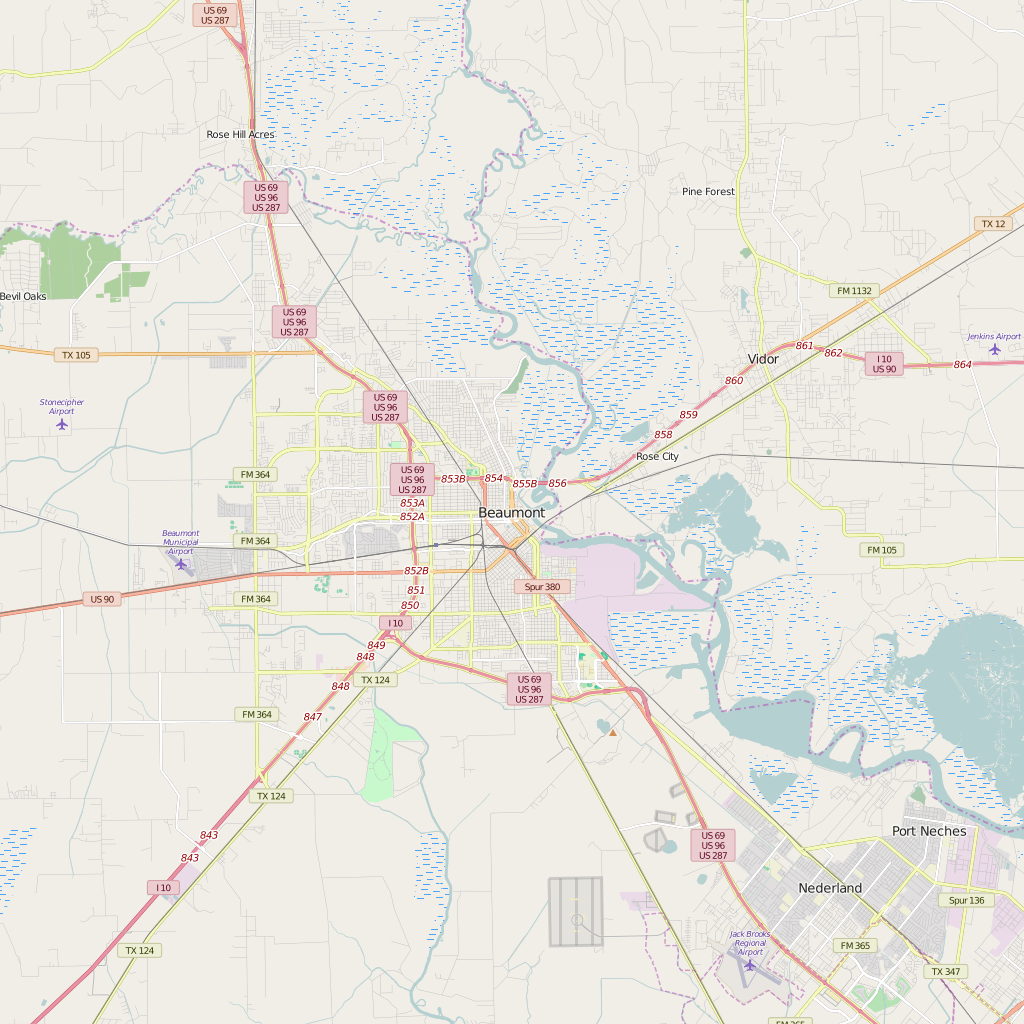 Detailed Editable Vector Map of Beaumont Map Illustrators