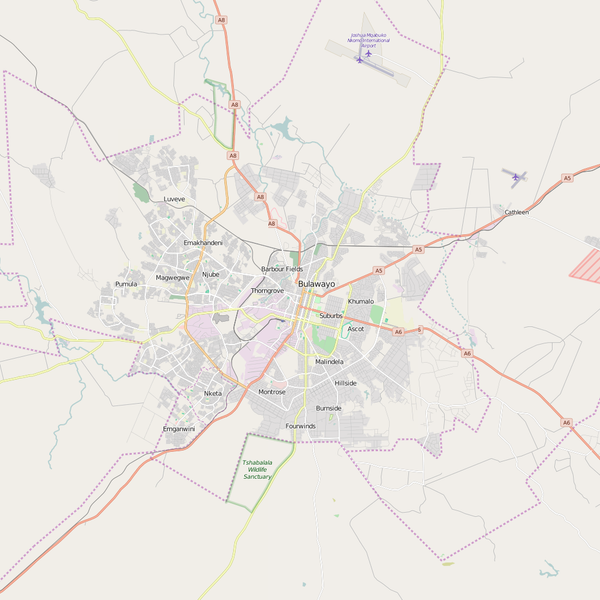 Editable City Map of Bulawayo