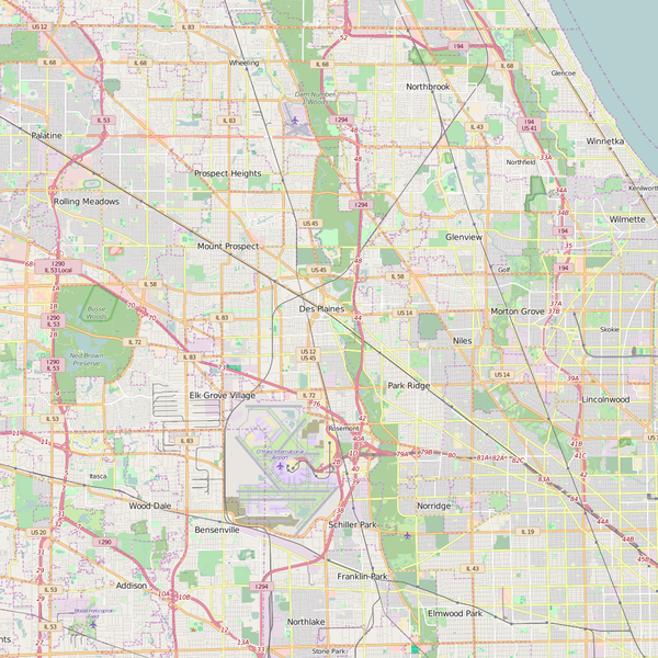 Editable City Map of Des Plaines, IL