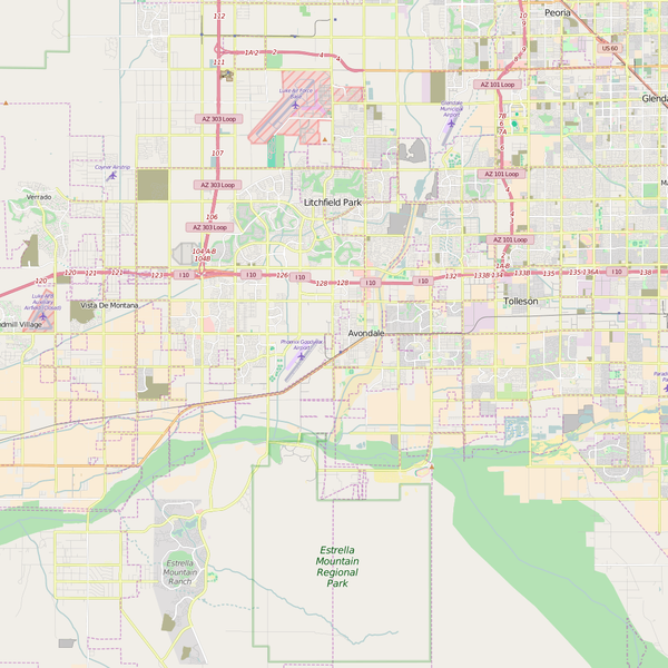 Editable City Map of Goodyear, AZ