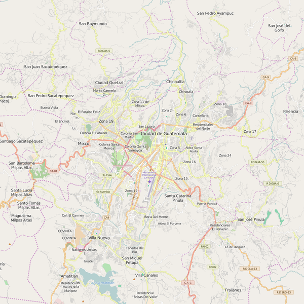 Editable City Map of Guatemala
