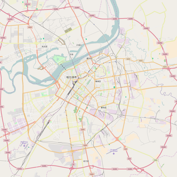 Editable City Map of Harbin