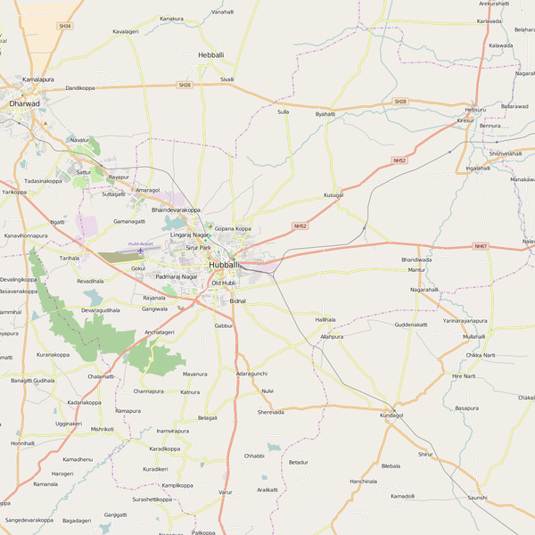 Editable City Map of Hubli