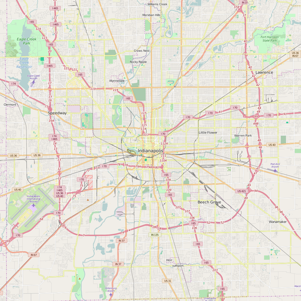 Editable City Map of Indianapolis, IN