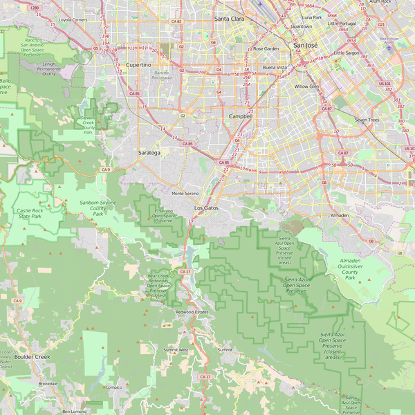 Editable City Map of Los Gatos, CA