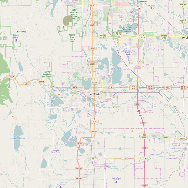 Editable City Map of Loveland, CO