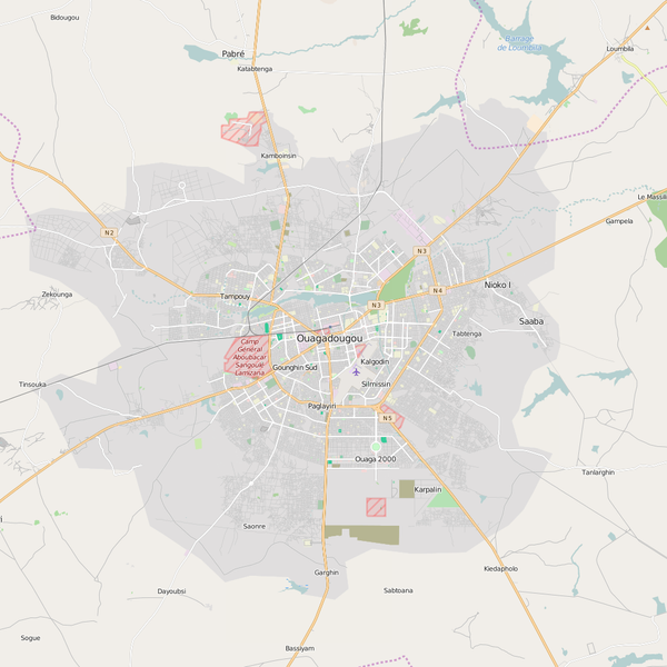 Editable City Map of Ouagadougou