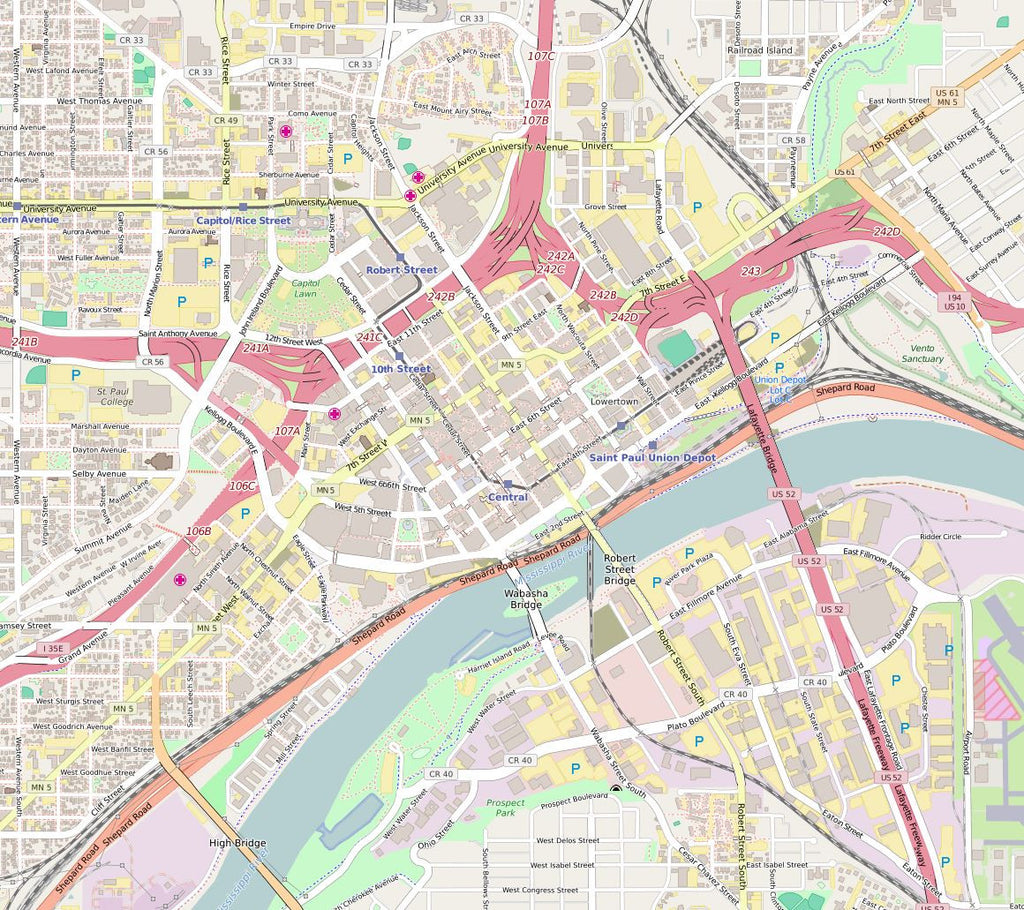 Editable City Map of Saint Paul, Mi