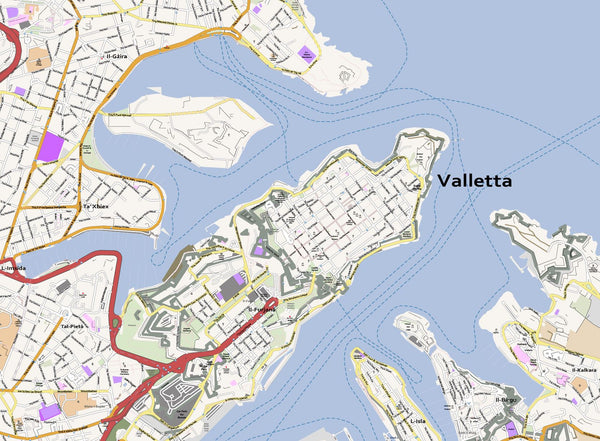 Editable City Map of Valletta incl. Malta and Gozo